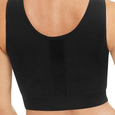 Pamela Seamless Post Surgical Bra by Amoena in black, backview