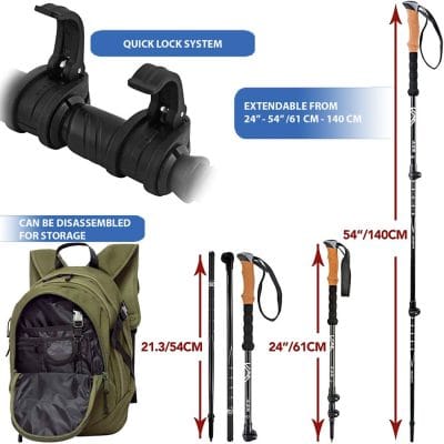 Physiotherapy Room Professional Carbon Fibre Walking / Trekking Poles - Image 3