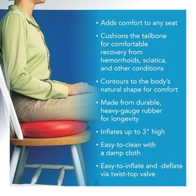 Carex Inflatable Rubber Ring adjustable cushion for hemoroids