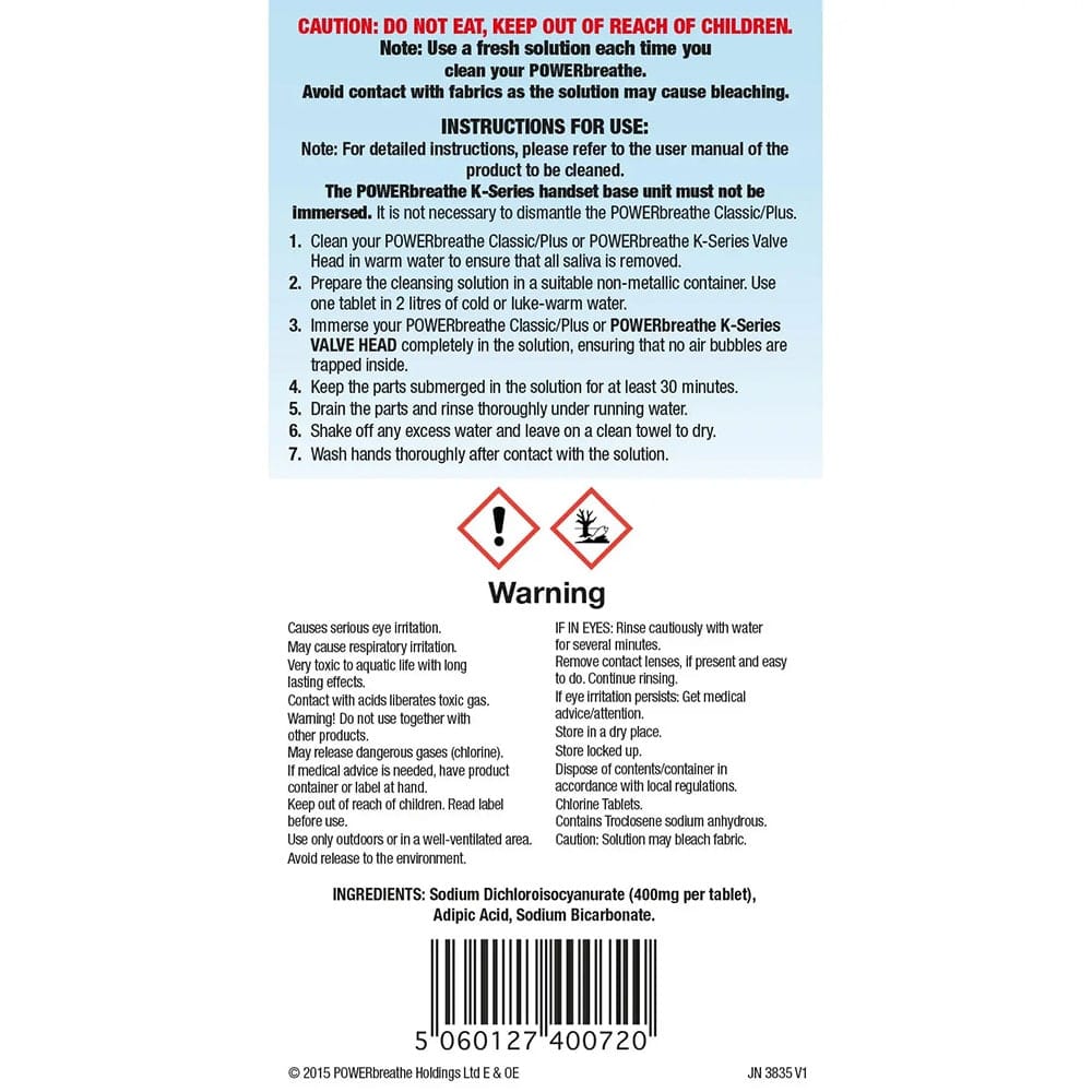 POWERbreathe Cleansing Tablets (24) PBST24 Canada Back