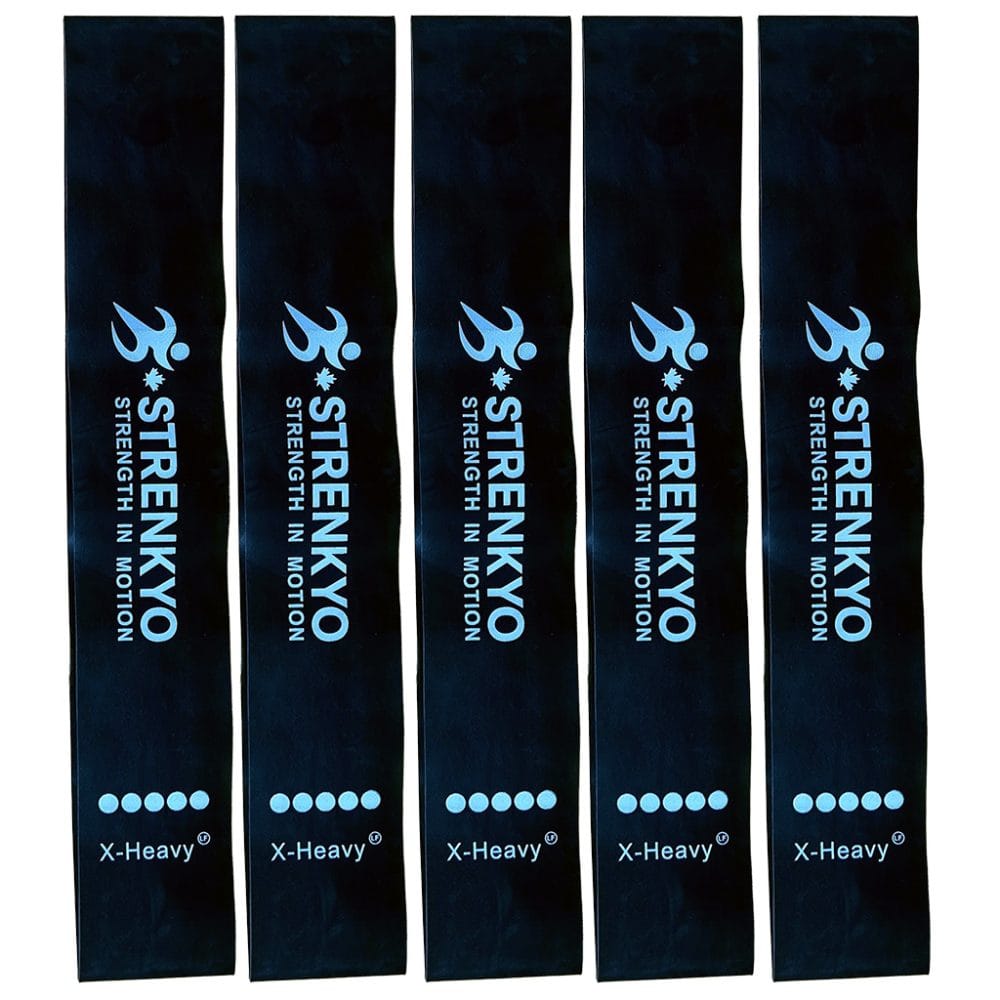 Strenkyo 12-inch loop band – Black X-Heavy resistance, latex-free, pack of 5