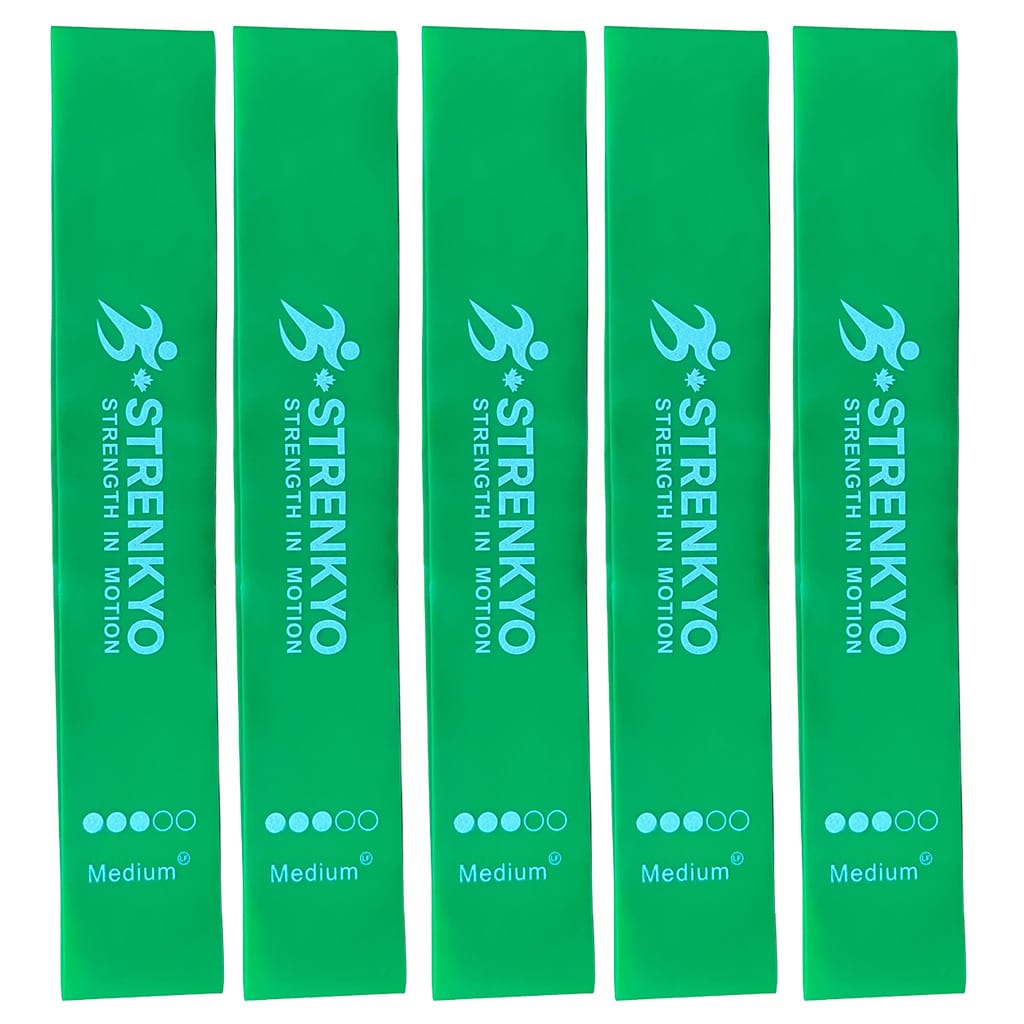 Strenkyo-Green-12-inch-Loop-Band-5-pack-SKYO-005-GM Strenkyo 12-inch loop band – Green Medium resistance, latex-free, pack of
