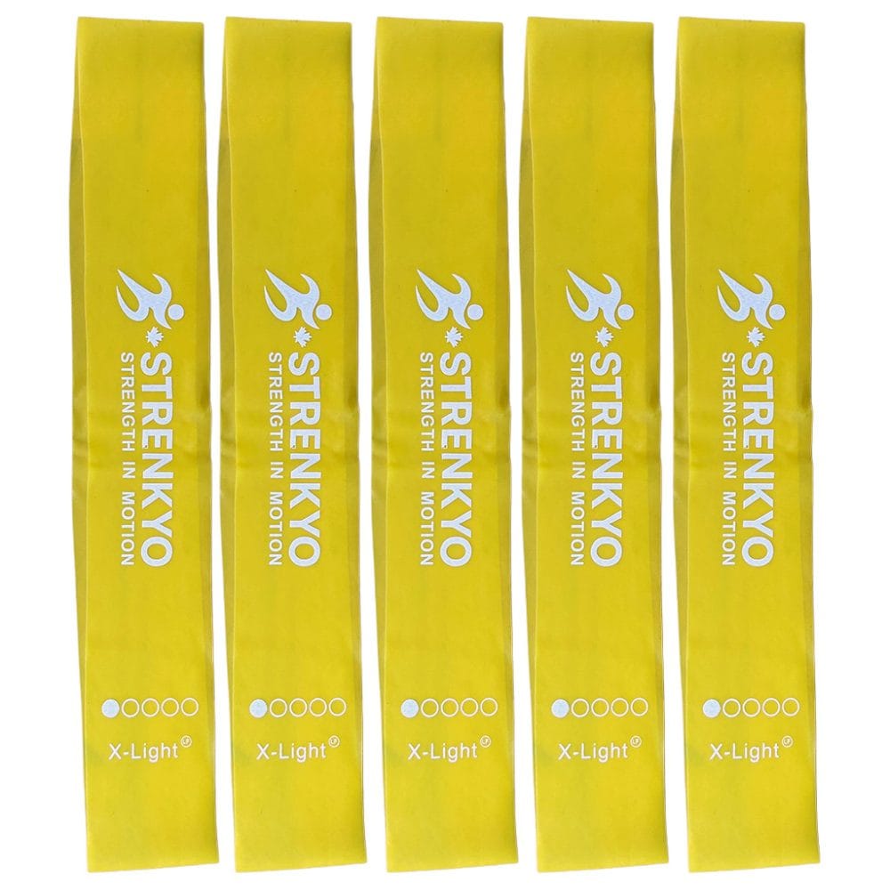 Strenkyo 12-inch loop band – Yellow X-Light resistance, latex-free, pack of 5.