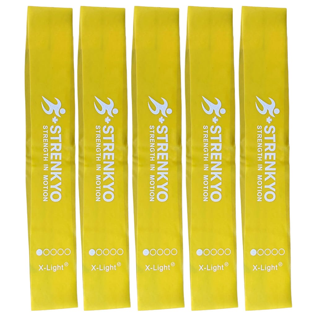 Strenkyo-Yellow-12-inch-Loop-Band-5-pack-SKYO-005-YXL Strenkyo 12-inch loop band – Yellow X-Light resistance, latex-free, pack of 5.