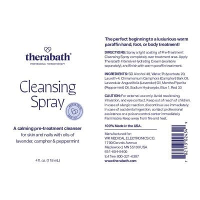 Therabath Pre-Treatment Cleansing Spray Canada 4 oz label