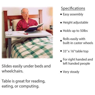 Carex Overbed Table On wheels