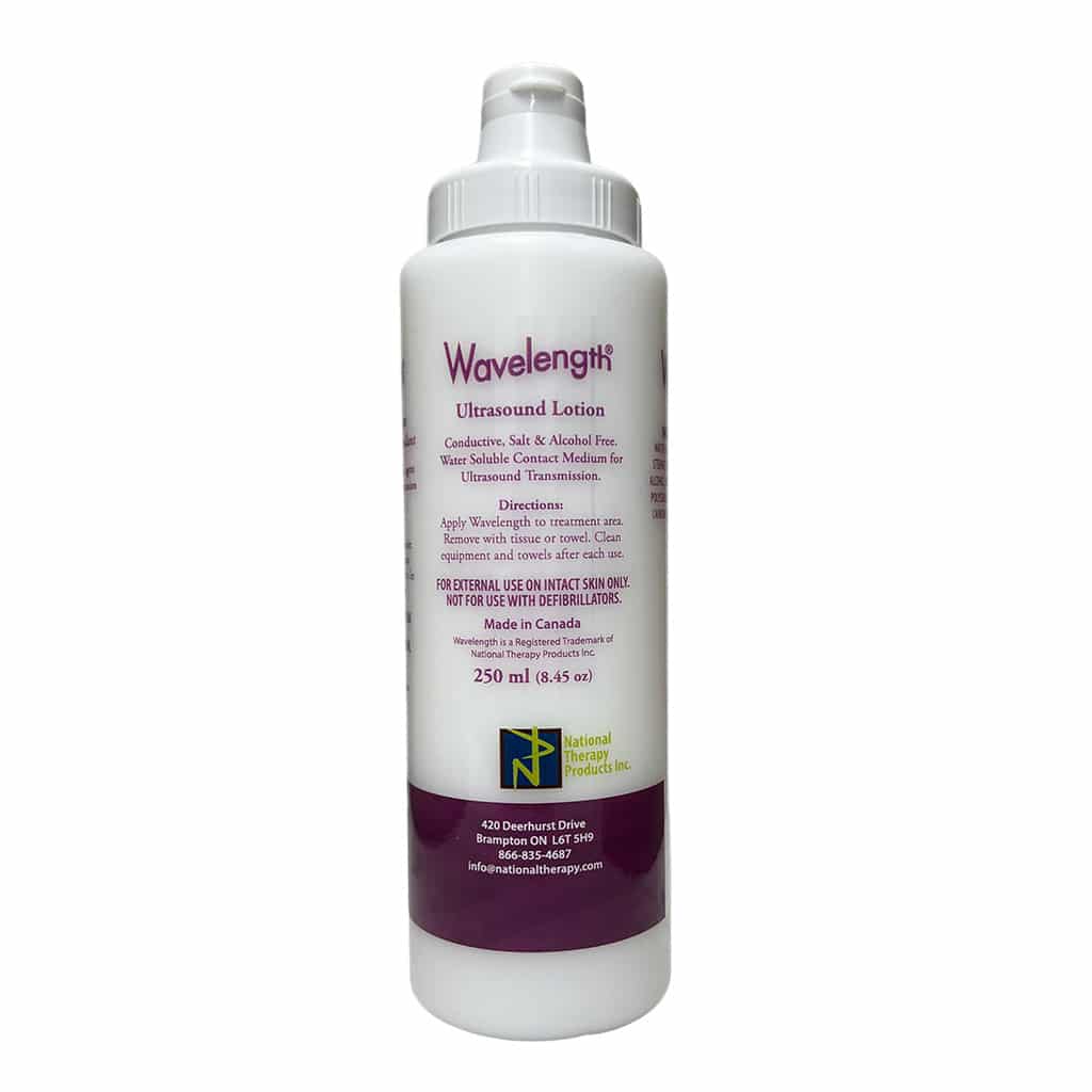 Wavelength_Ultrasound_Lotion_Front_250ml Wavelength Ultrasound Lotion 250 ml bottle front