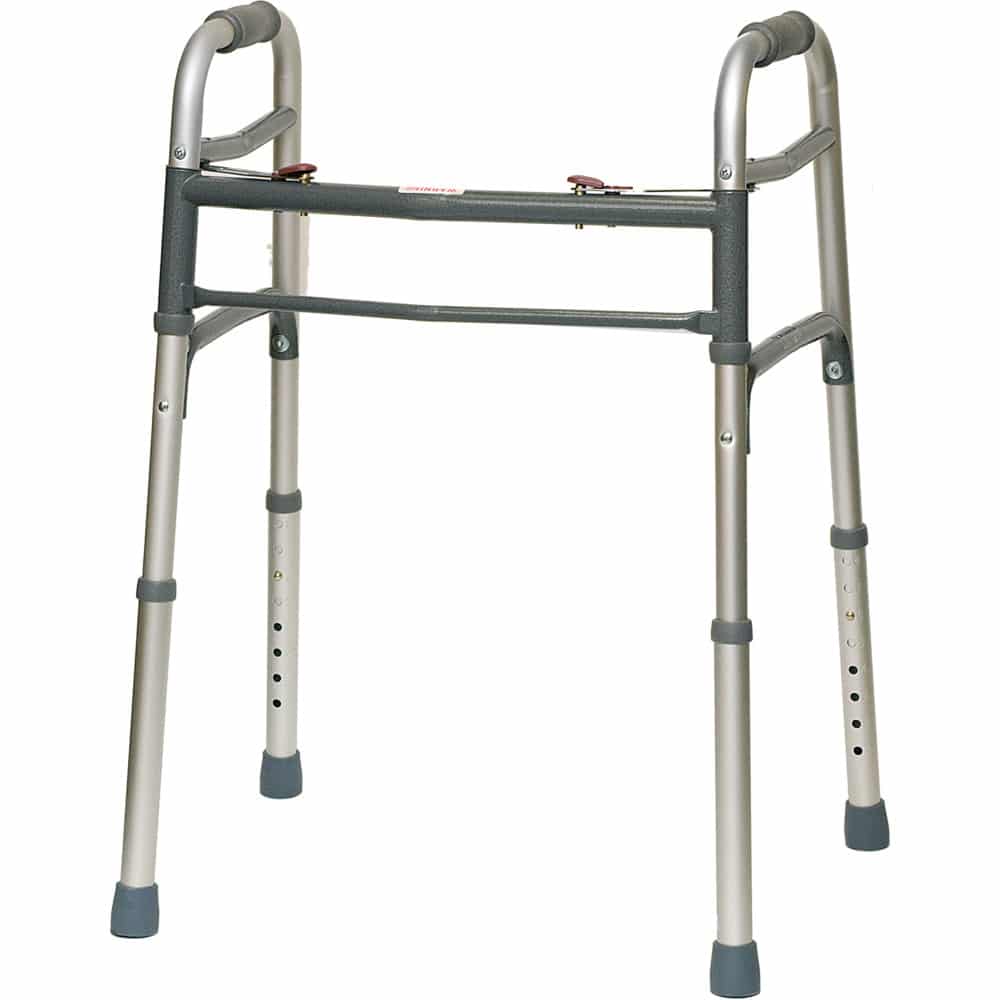 ProBasics aluminum adult walker, 2-button folding, no wheels (WKAAN2B)