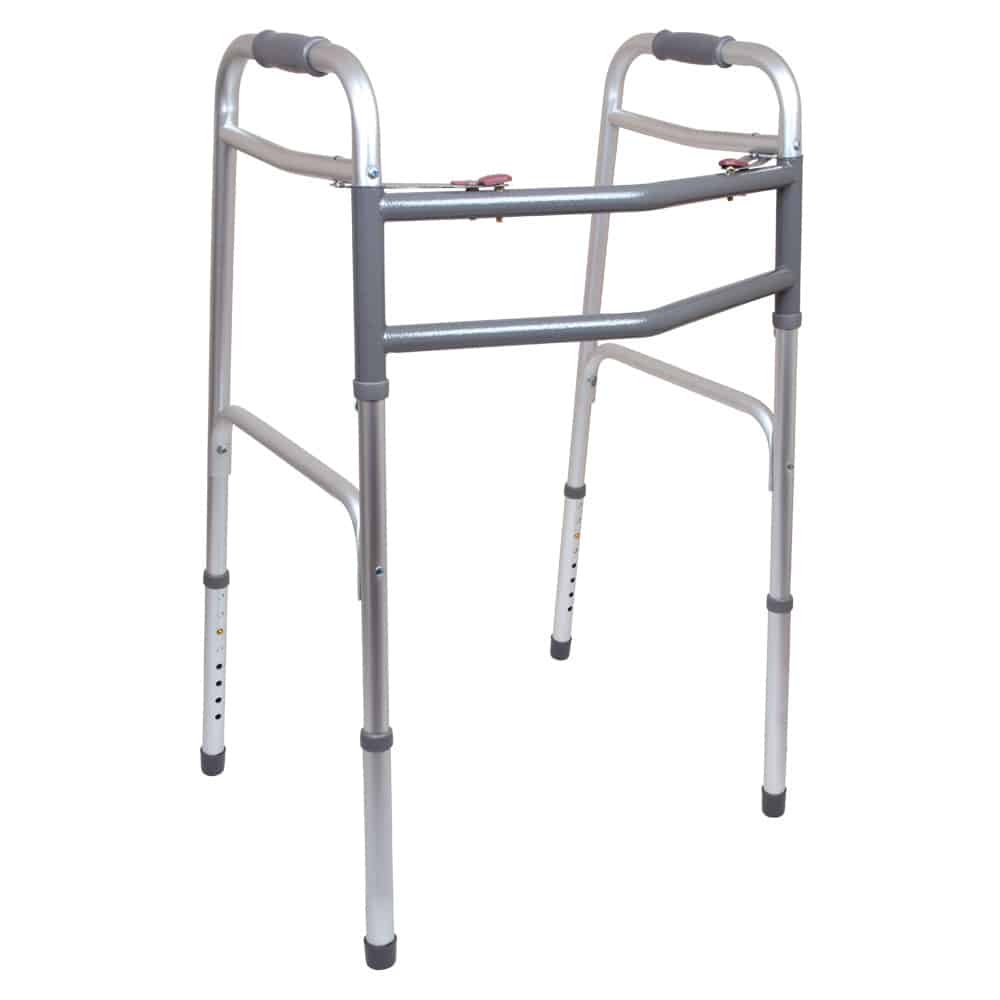 ProBasics bariatric 2-button aluminum walker, reinforced wider stance, 500 lb capacity (WKABN2B)