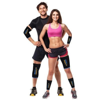 Close-up of Recov Sleeve 360° showing durable spandex outer layer and flexible non-toxic gel interior for safe, reusable therapy sessions.