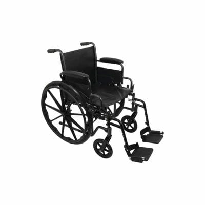 ProBasics K2 Standard Hemi Wheelchair with flip-back desk arms and swing-away footrests, 18×16 seat