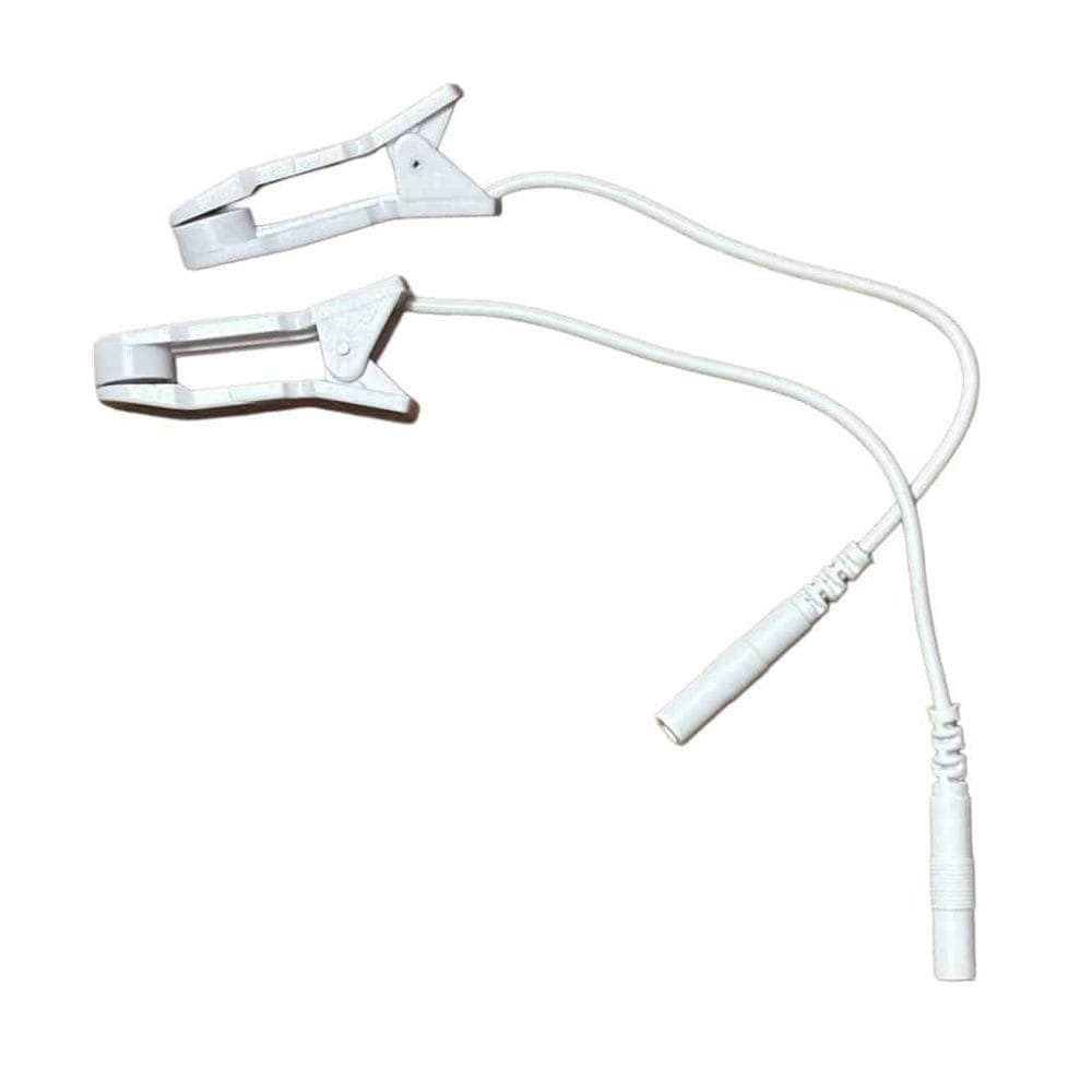Pair of Physio-Stim pigtail ear-clip electrodes for vagus nerve stimulation (tVNS)