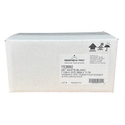 Front view of Renfrew Athletic Tape 287 case showing sealed packaging and Renfrew Pro Grade labeling.