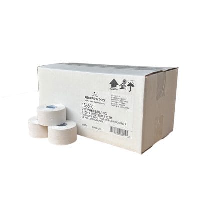 Open box of Renfrew Athletic Tape 287 showing neatly arranged rolls ready for clinic or team use.