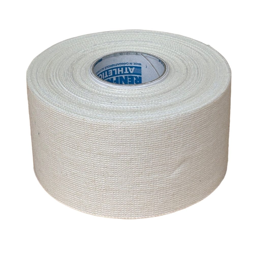 Side view of Renfrew 287 athletic tape showing tightly woven polyester cotton blend construction.