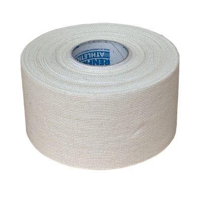 Side view of Renfrew 287 athletic tape showing tightly woven polyester cotton blend construction.