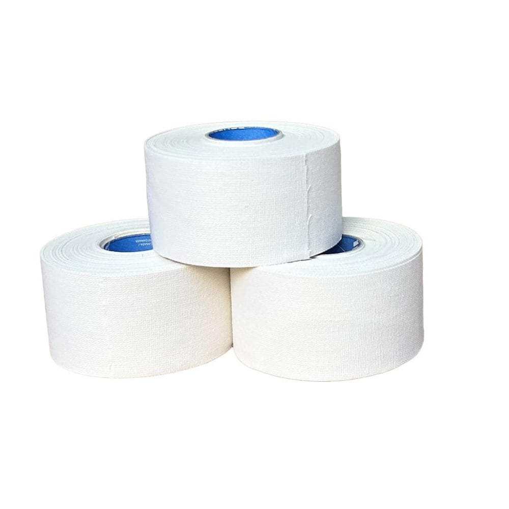 Close-up of Renfrew 388 Athletic Tape 1.5-inch roll – durable adhesive tape trusted by athletes and clinics.