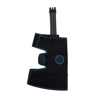 Cryon-X articulating knee pad shown fully closed without being worn