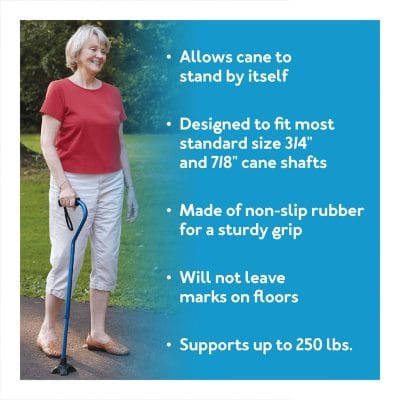 Carex Self Standing Walking Cane Tip Scuff Free