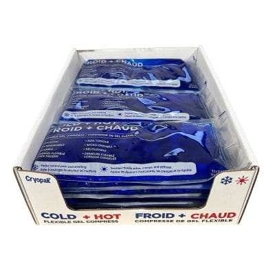 Close-up of Cryopak gel pack flexible material and blue label