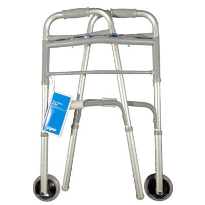 ProBasics WKAAW2B lightweight aluminum walker folded for compact transport and storage