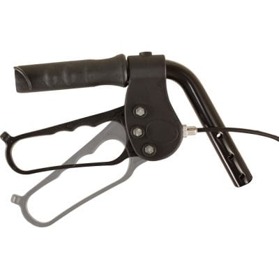 Detail of ergonomic hand brake handle and loop-style brake lever on ProBasics rollator