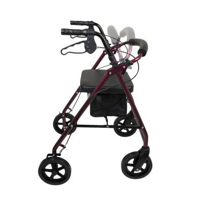 Burgundy RLA8 rollator side profile
