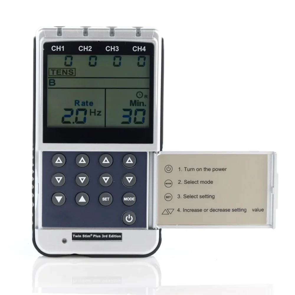 Richmar Twin Stim Plus 3rd Edition DS5402 with lid open, showing buttons and mode controls