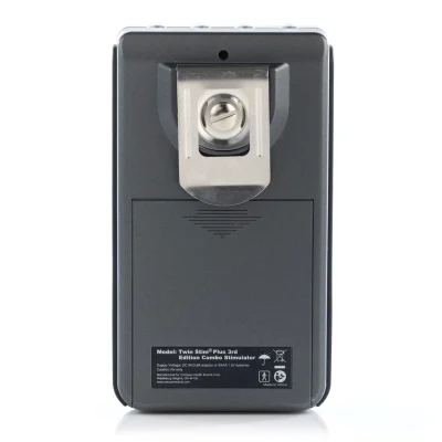 Rear view of the Richmar Twin Stim Plus 3rd Edition DS5402 showing ports and labeling