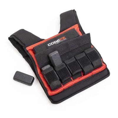 Close-up of CoreFX Pro weight pack inserted into vest pocket