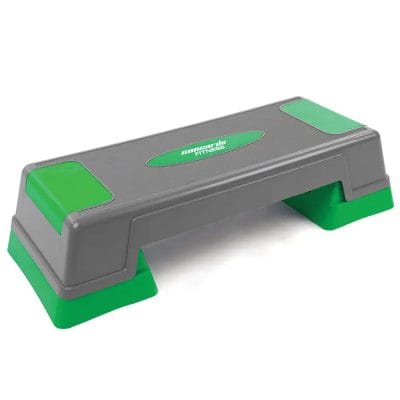 Concorde mini aerobic step platform on white background, adjustable to 5, 7, and 9 inch heights