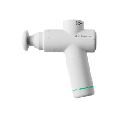 Side profile of Hypervolt Go 2 showing ergonomic compact design.