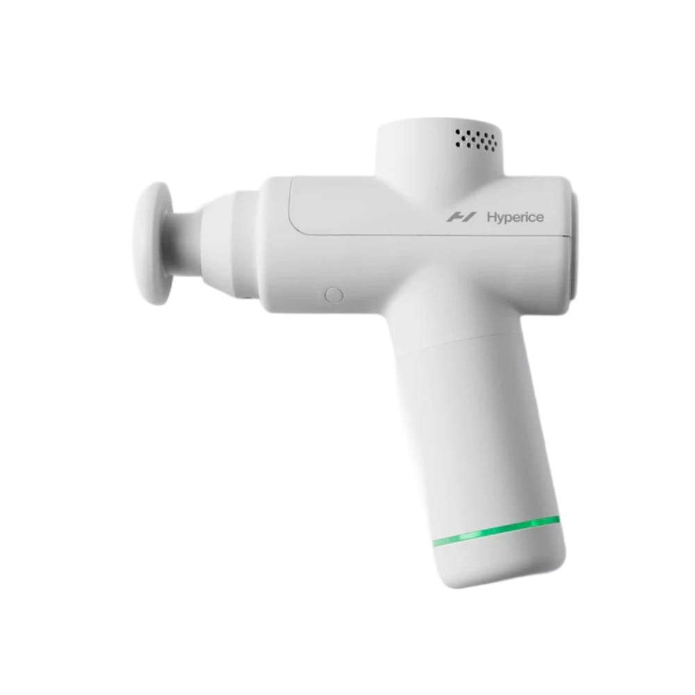 Side profile of Hypervolt Go 2 showing ergonomic compact design.