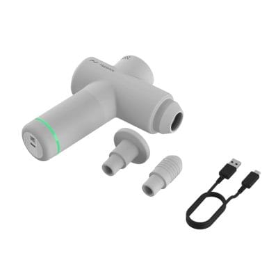 Hypervolt Go 2 with flat and bullet head attachments.