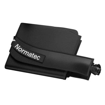 Normatec Hip Attachment folded and compressed on white background