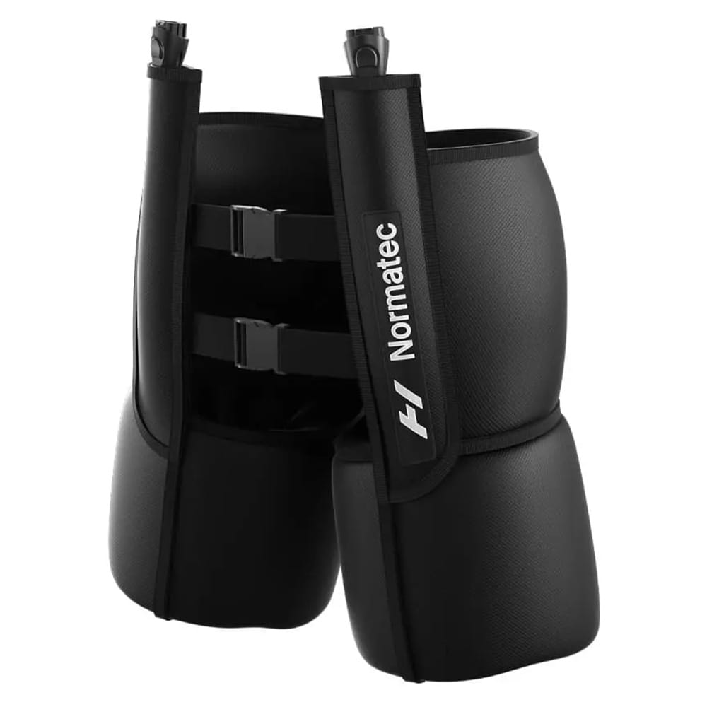 Hyperice Normatec Hip Attachment fully compressed on white background