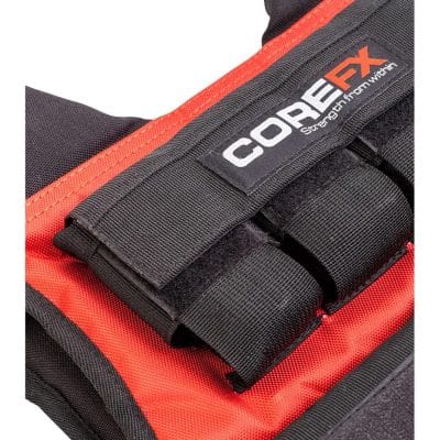 Close-up detail of CoreFX Pro weighted vest stitching and reinforced seams