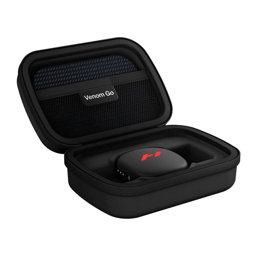 Venom Go Case holding Venom Go pod and adhesive pads