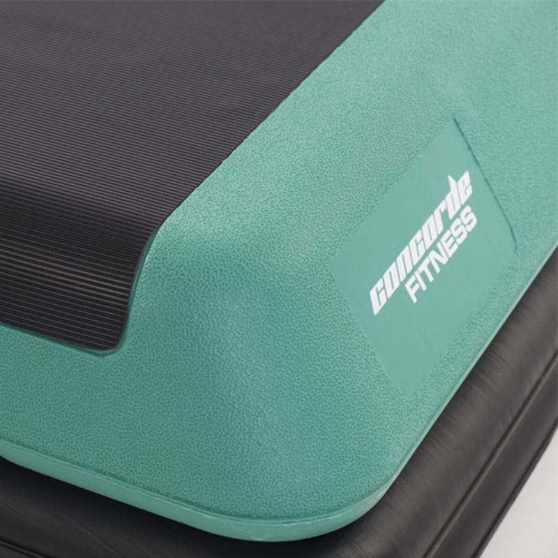 Concorde Fitness Step showing risers for adjustable 4, 6, and 8 inch heights