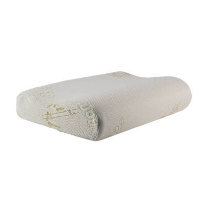 Relaxus Premium High-Density Neck Tech Pillow with bamboo cover angled view