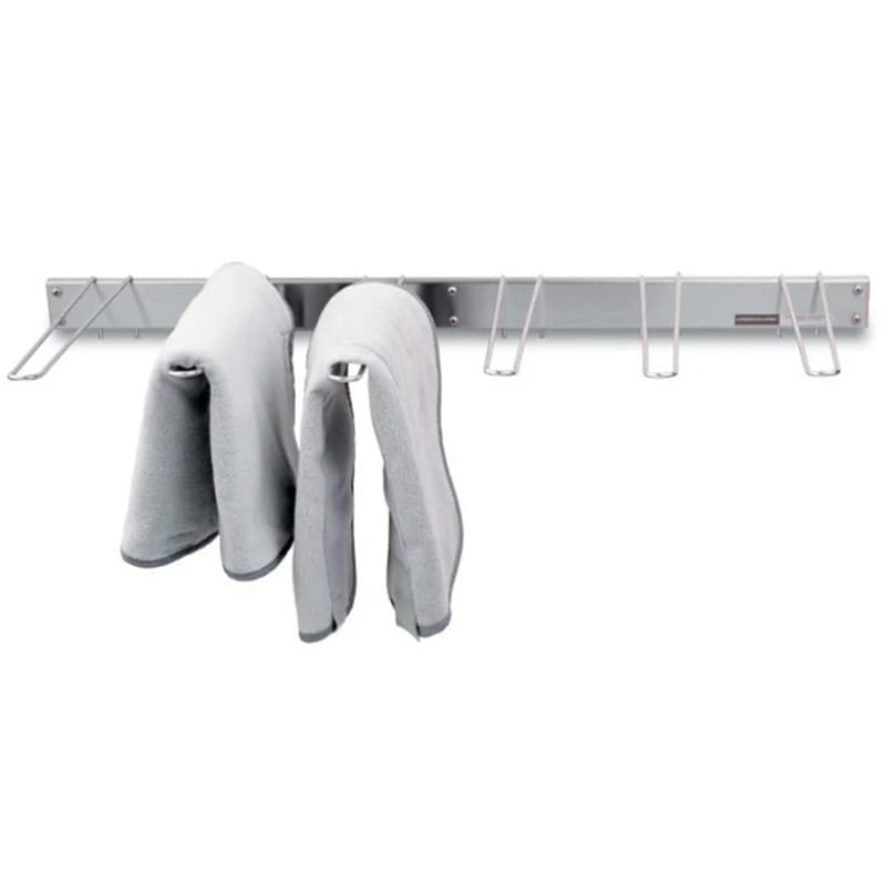 Front view of Chattanooga towel rack mounted on clinic wall