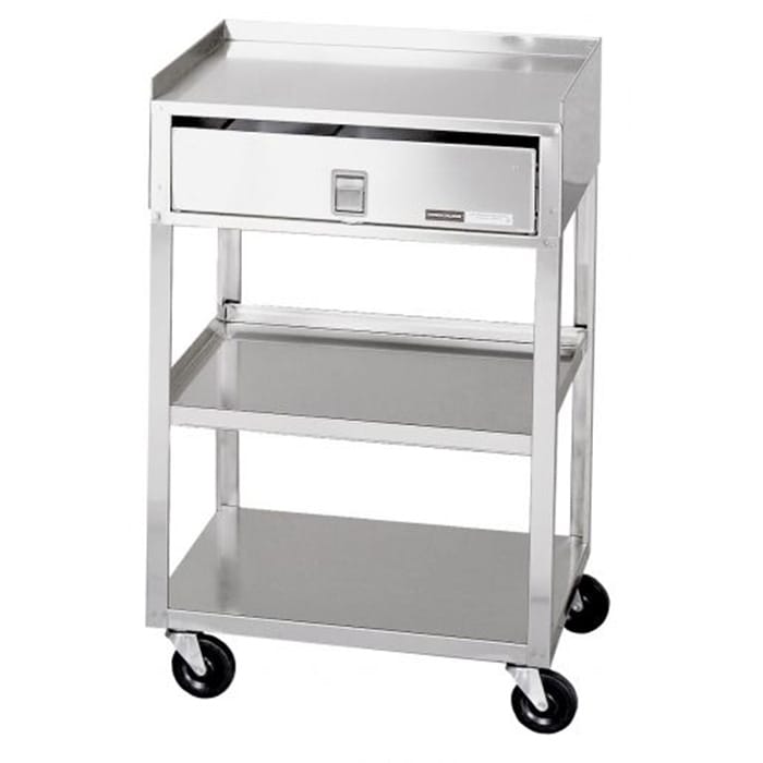 Chattanooga stainless steel 3-shelf cart with drawer for clinic equipment