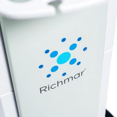 Close-up of Richmar logo on TheraTouch therapy cart