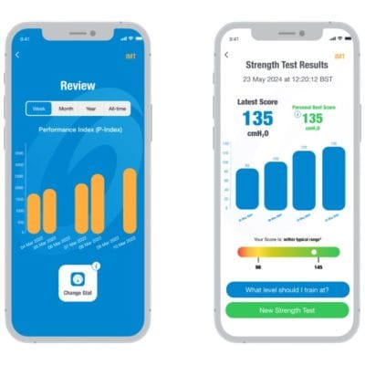 POWERbreathe Smart Adaptor connected to ActiBreathe app on smartphone