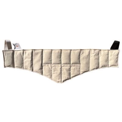 Contoured CalorDerm heat pack draped for neck and upper trapezius treatment