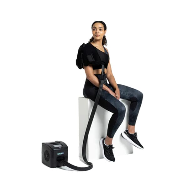 Cryon-X One shoulder cold compression therapy unit with control machine and shoulder wrap