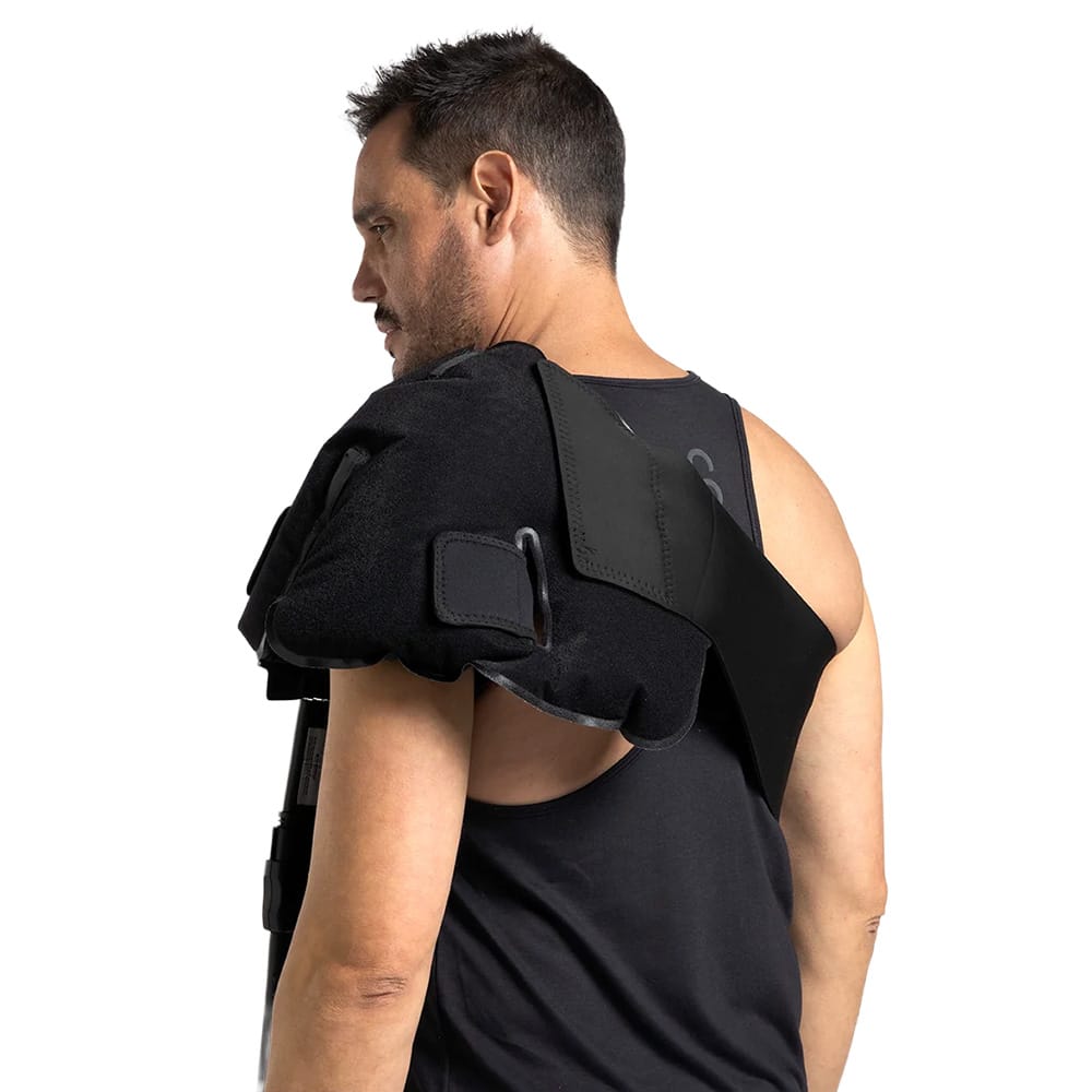 Cryon-X One no-ice cold compression therapy system used for shoulder recovery