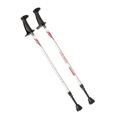 ACTIVATOR original walking poles silver grey red pair standing upright ergonomic grip