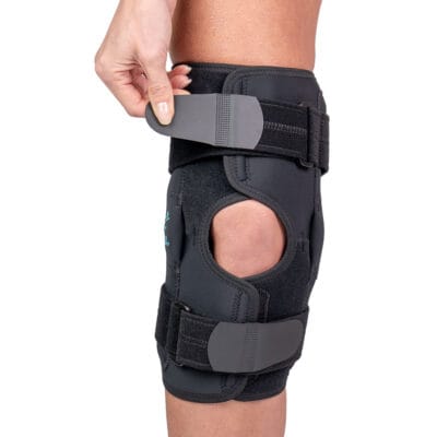Front view of MedSpec Gripper 3 hinged knee brace with adjustable support straps